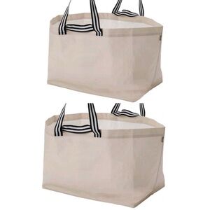 Ikea Bundle of 2 Reusable Tote Bag GORSNYGG Large Beige NEW NWT Storage Bags